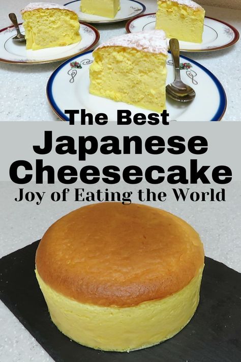 Japanese Cheesecake, also known as Japanese Souffle Cheesecake or Japanese Cotton Cheesecake, is so soft, cottony, airy, and fluffy cheesecake that melts in your mouth. It’s the most popular cheesecake here in Japan and called Souffle Cheesecake or スフレチーズケーキ in Japanese. #Japanesecheesecake Jiggle Japanese Cheesecake, Flan, Essen, Soft Cheesecake Recipes, Japanese Fluffy Cheesecake Recipe, Japan Cheesecake Recipes, Japanese Souffle Cake, Souffle Cheesecake Recipes, Easy Japanese Cheesecake