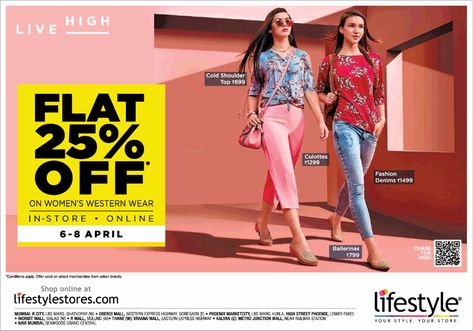 lifestyle-shopping-mall-flat-25%-off-ad-bombay-times-07-04-2018 Mall Creative Ads, Shopping Mall Advertising, Westfield Mall, Newspaper Advertisement, Dream Cars Mercedes, Graphic Design Infographic, Western Wear For Women, Lifestyle Store, Shopping Mall