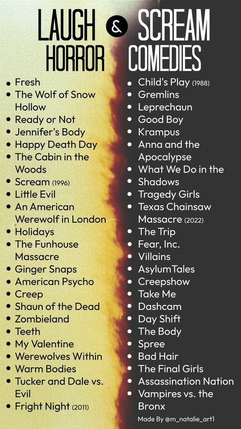 Great Films To Watch, Scariest Horror Movies List, Comedy Horror Movies, Scary Movies To Watch On Netflix Horror, Movies Like Scream, Horror Movie List, Scary Movie List, Indie Horror Movies, Scary Movies To Watch