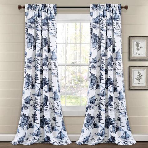 Toile Room, Toile Curtains, Unique Curtains, Blue Toile, Lush Decor, Darkening Curtains, Rod Pocket Curtain Panels, Rod Pocket Curtains, Room Darkening Curtains