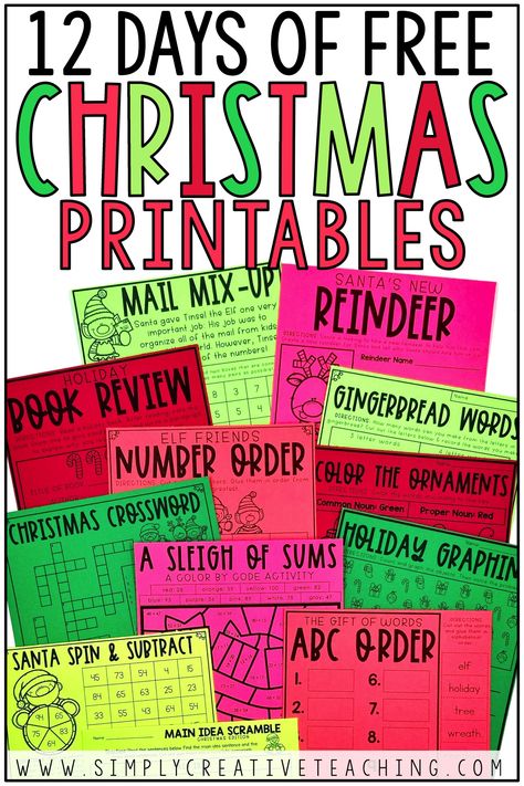 Fifth Grade Christmas Activities, Christmas Writing Activities 3rd Grade, Grade 1 Christmas Activities, Classroom Christmas Crafts 3rd Grade, 12 Days Of Christmas In The Classroom, Christmas Math Activities 2nd Grade, Christmas Classroom Games 1st Grade, Christmas Activities For The Classroom, Christmas Reading Activities 4th Grade