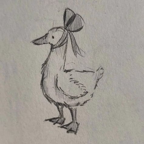 Vintage Duck Drawing, Ducks Cute Drawing, Two Ducks Drawing, Duck Sketch Pencil, Duck With Hat Drawing, Banana Duck Drawing, Duck Drawings Cute, Duck Drawing Reference, Silly Duck Drawing