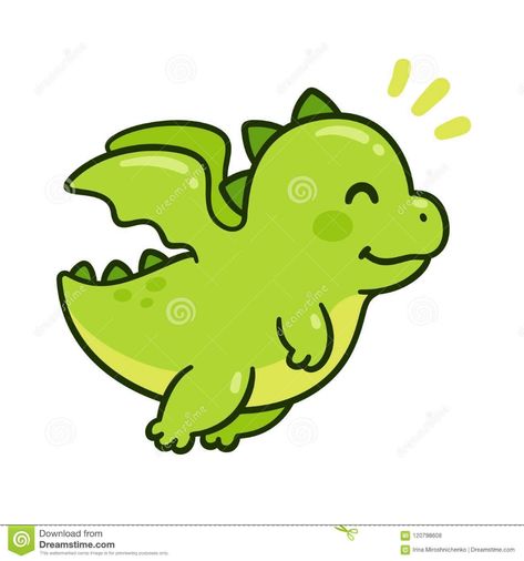 Cute baby dragon stock vector. Illustration of adorable - 120798608 Baby Dragons Drawing, Smile Illustration, Dragon Flying, Cartoon Green, Cute Dragon, Cartoon Dragon, Fairy Dragon, Image Film, Dragon Illustration