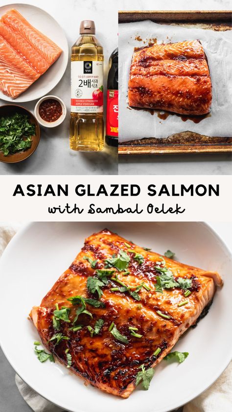 Ingredients for Asian glazed salmon Asian Baked Salmon, Glaze For Salmon, Asian Glazed Salmon, Asian Salmon, Steamed Veggies, Asian Dinners, Spicy Salmon, Glazed Salmon, Dinner Inspiration