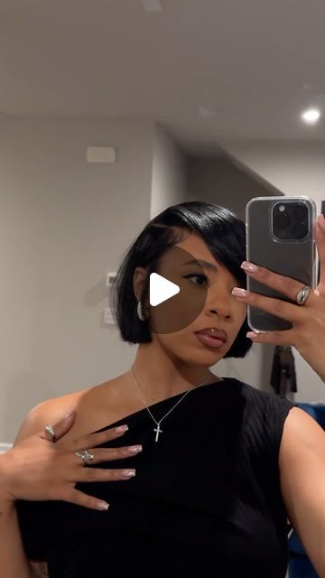 Relaxed Bob Hairstyles For Black Women, High Bob Haircut, Silkpress Hairstyles Short Hair, Bobs On Natural Hair Black Women, Short Bob Styles For Black Women, Black Women Bobs Haircuts, Pixie Bob Black Women, Natural Bobs For Black Women, Deep Side Part Bob Quickweave