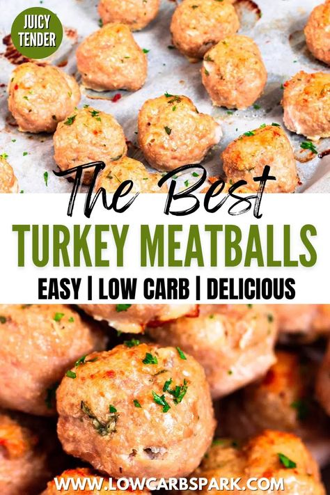 Ground Chicken And Turkey Meatballs, Ground Turkey Meatball Recipes, Best Turkey Meatballs, Low Carb Turkey Meatballs, Thai Turkey Meatballs, Homemade Turkey Meatballs, Spark Recipes, Gluten Free Turkey Meatballs, Easy Turkey Meatballs