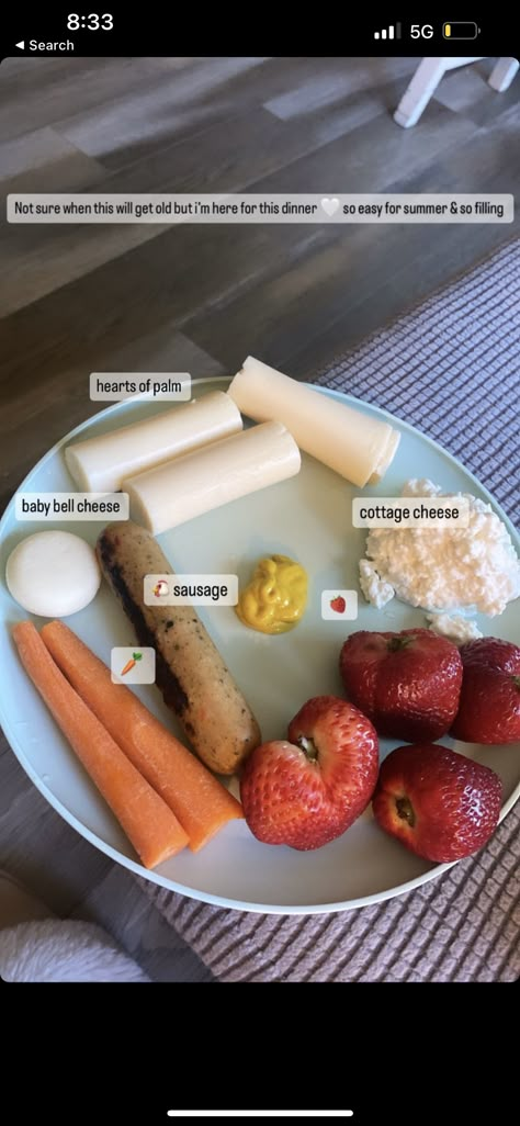 Cottage Cheese And Sausage, High Protein Snack Plate Lunch, Chicken Apple Sausage Cottage Cheese, Chicken Sausage Cottage Cheese, Tiffany Plate Food Ideas, Healthy Plate Ideas, Tiffany Plate Diet, Tiffany Plate Food, Mustard Cottage Cheese Diet