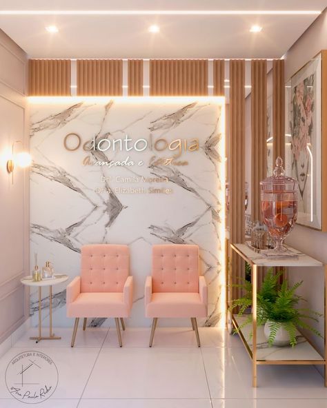 White And Gold Esthetician Room, Reception Area Ideas, Lash Extension Room, Dental Organization, Small Reception Counter, Esthetician Studio, Dental Design Interior, Dentist Office Design, Hijab Store