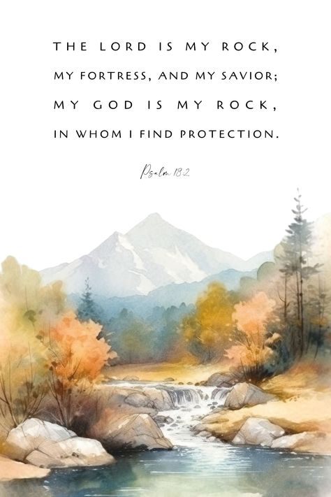 Psalm 18:2 The LORD Is My Rock, Printable Christian Wall Art, Bible Verse Wall Art, Christian Art, Farmhouse Decor Baptism Gift, Digital Art Psalm 127:3-5 Scripture Art, Painting With Bible Verse, Nature Bible Verses, Rock Scripture, Bible Watercolor, Bible Verses About Nature, Christian Scripture Art, The Lord Is My Rock, Bible Verse Painting