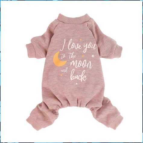 Fitwarm Dog Outfit I Love You to The Moon and Back Paw-Some Sleeper Lightweight Velvet Dog Pajamas Thermal Pjs Puppy Clothes Cat Outfit, Standard Dachshund, Min Pins, Velvet Pink, Cozy Dog, Tiny Puppies, Fox Terriers, Dog Pajamas, Puppy Clothes