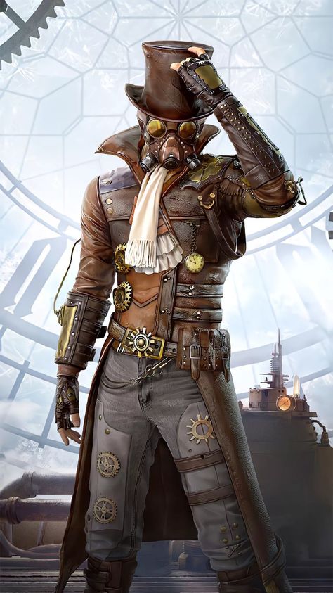 Steampunk Assassin Art, Steampunk Scientist Character Design, Steam Punk Scientist, Inventor Pose Reference, Steampunk Healer, Steampunk Necromancer, Steam Punk Character Design Male, Steampunk Barbarian, D&d Artificer Armorer