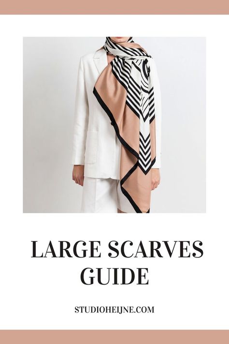 Large Rectangular Scarf Tying, Tie Large Square Scarf, How To Wear A Large Silk Scarf, Big Silk Scarf Outfit, How To Wear Large Square Scarf, Large Silk Scarf Outfit, How To Tie A Large Square Scarf, Big Scarf How To Wear A, How To Wear Big Scarves