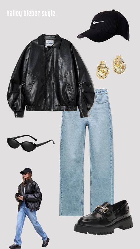 Edgy Basic Outfits, Hailey Bieber Jeans, Hailey Bieber Style Casual, Comfortable Cute Outfits, Loafers And Jeans Outfit, Hayley Bieber Outfits, Comfortable Style Outfits, Outfits With Loafers Women, Edgy Chic Outfits