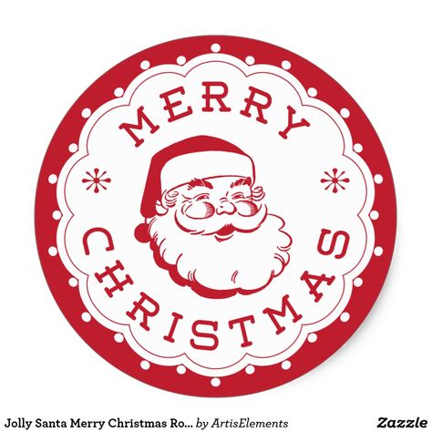 Jolly Santa Merry Christmas Round Sticker Label Christmas Printable Stickers, Christmas Stickers Printable, Merry Christmas Printable, Christmas Name Tags, Christmas Names, Merry Christmas Images, Jolly Santa, Sticker Label, Merry Christmas Santa