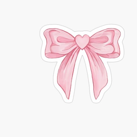 Get my art printed on awesome products. Support me at Redbubble #RBandME: https://www.redbubble.com/i/sticker/Pink-Heart-Bow-Sticker-by-DezzT/156310447.EJUG5?asc=u Coqquete Stickers Printable, Back To School Stickers Aesthetic, Cute Things To Print Out For Stickers, Pink Stickers For Journal, Couqutte Stickers, Valentines Day Stickers Aesthetic, Bow Stickers Aesthetic, Girly Stickers Aesthetic, Valentines Stickers Aesthetic