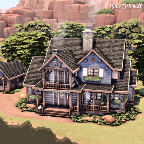 Speed Build & Download on YouTube Family Ranch House, Small Ranch House, Sims4 Builds, Sims Lots, Sims 4 Modern House, Sims 4 Cottage, Sims 4 Houses Layout, Family Ranch, Sims 4 Speed Build