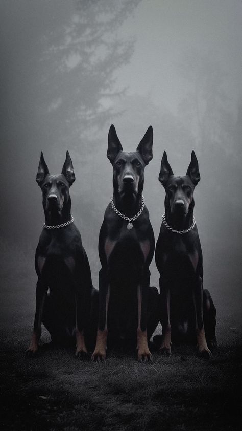 Black Doberman, Scary Dogs, Dangerous Dogs, Doberman Dogs, Pretty Dogs, Beautiful Dark Art, Dog Wallpaper, Wild Dogs, Doberman Pinscher