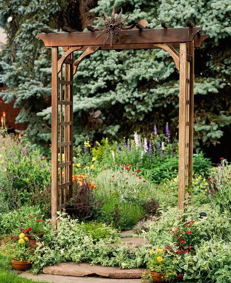 20 Gorgeous Garden Arbor Ideas for an Enchanting Outdoor Space Arbor Design Ideas, Wooden Arbor Ideas, Arbor Over Gate, Front Yard Trellis, Garden Arbour Ideas, Garden Arbor Diy, Outdoor Archway, Garden Arbor Ideas, Diy Garden Arbor