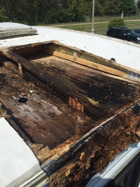 The first time I inspected our fifth wheel camper I noticed a soft area on the roof around the TV antenna which i would have to repair Camper Roof Replacement, Rv Roof Replacement, Diy Rv Roof Replacement, Mobile Home Roof Repair, Rv Roof Sealing, Camper Roof Repair, Diy Camper Roof Repair, Rv Roof Repair, Roof Leak Repair