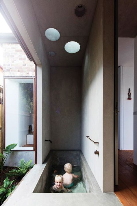 Sunken Bath, Concrete Bathtub, Sunken Bathtub, Concrete Bath, Sunken Tub, Bathtub Shower Combo, Toilet And Bathroom Design, Four Rooms, Deco Bathroom