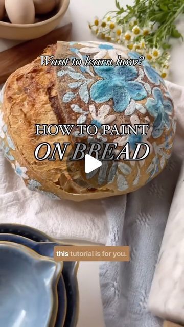 Rachel Enright on Instagram: "🌸 learn how to paint on your homemade sourdough 

💜 Thank you for the tutorial 
👉🏼📽️ @lovealldesignco" Sourdough Cut Designs, Painted Sourdough Bread, Sourdough Painting, Making Bread, Homemade Sourdough, Learn How To Paint, Sourdough Bread, Learn To Paint, How To Make Bread