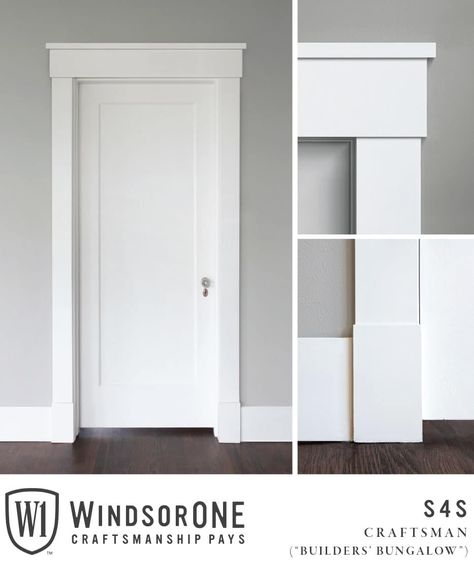 Window And Door Casing Ideas, Craftsman Shoe Molding, Simple Craftsman Trim, Shaker Style Molding And Trim, 5 Panel Interior Door Farmhouse, Modern Craftsman Window Trim, Shaker Molding And Trim, Mdf Door Trim, Types Of Door Trim