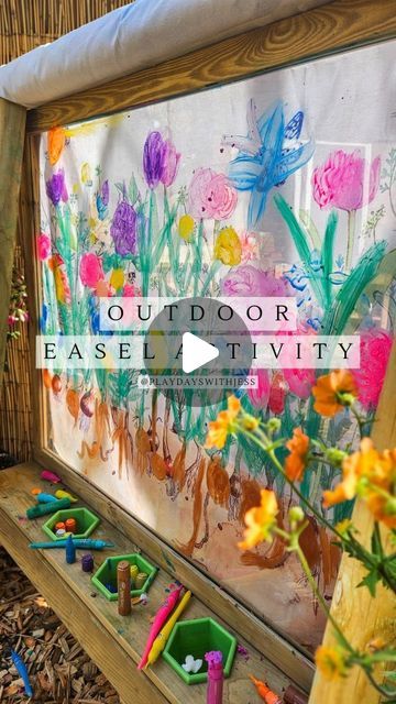 Outdoor Paint Station, Outdoor Eyfs, Outdoor Easel, Kids Art Corner, Toddler Easel, Wildlife Activities, Eyfs Outdoor Area, Outdoor Play Space, Toddler Outdoor