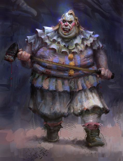 Scary Clown Character Design, Dnd Clown, Clown Character Design, Evil Carnival, Evil Circus, Goblin Dnd, Fantasy Circus, Marco Bucci, Scary Carnival