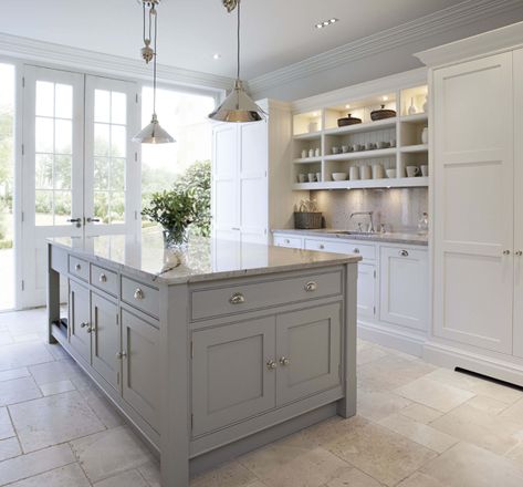 What Is the Difference Between Travertine and Limestone Tiles? | Hunker Tom Howley Kitchen, Contemporary Shaker Kitchen, Tom Howley Kitchens, Modern Shaker Kitchen, Tom Howley, Transitional Kitchen Design, Серая Кухня, Kitchen Transitional, Farmhouse Kitchen Island