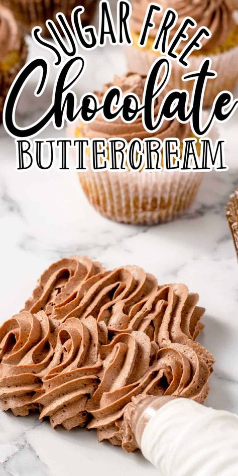 Keto Chocolate Buttercream Frosting, Sugar Free Chocolate Cupcakes, Stevia Frosting, Sugar Free Cake Frosting, Sugar Free Cupcake Recipes, Sugar Free Buttercream Frosting, Homemade Whipped Cream Easy, Sugar Free Chocolate Frosting, Keto Buttercream Frosting