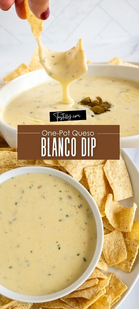 Easy One-Pot Queso Blanco Dip: 15 Minutes – Tastilly Mozzarella Queso Dip, Quick Queso Dip, Appetizer Videos, Crock Pot Queso Dip, Queso Dip Mexican, Instant Pot Queso, Fresh Dips, Easy Queso Dip, Homemade Queso