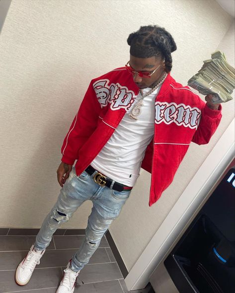 Red Drip Outfit Men, Red Outfit Black Man, Boy Senior Pictures Outfits, Drip Azul, Edgy Outfits Boys, Senior Brunch, Hype Outfits, Ybn Nahmir, Mens Pants Fashion Casual