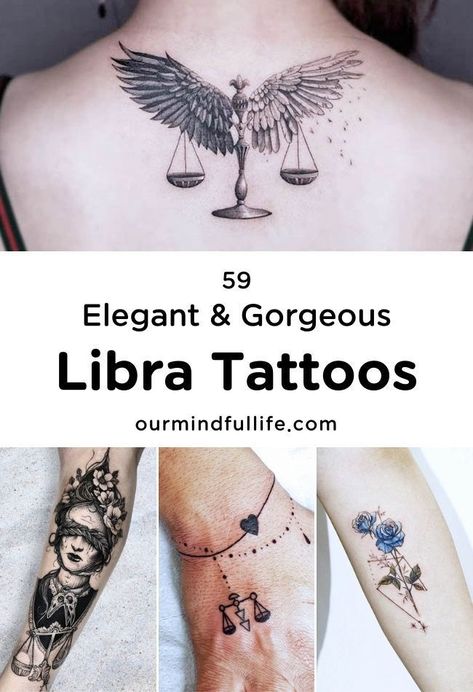 Libra Tattoo For Women Beautiful, Libra Angel Tattoo, Tattoos That Symbolize Balance, Male Libra Tattoo, Elegant Libra Tattoos, Libra Wrist Tattoos For Women, Libra And Capricorn Tattoo, Libra Leg Tattoo, Libra Thigh Tattoo