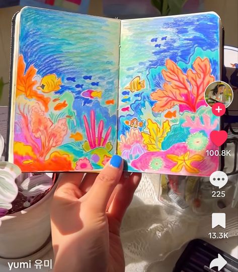 Sea Sketches, Seni Dan Kraf, Oil Pastel Art, Sketchbook Art Journal, Art Diary, Arte Sketchbook, Arte Inspo, Easy Watercolor, Drawing Easy