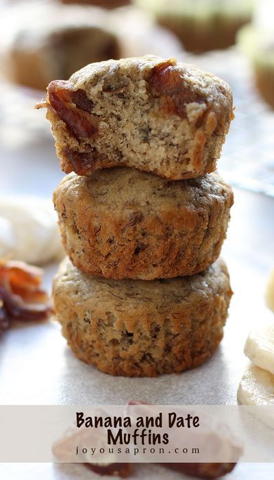 Banana and Date Muffins - delicious breakfast, snack, dessert baked using coconut oil! Soft banana muffins filled with dates. Kid friendly and great for lunch boxes too! Healthy-ish and so tasty! #muffins #baking #breakfast #snack #dessert #kidfriendly #kidslunch #lunchbox #recipe #banana #recipe #joyousapron Date Recipes Desserts, Joyous Apron, Date Muffins, Banana Recipe, Baking Breakfast, Recipe Banana, Healthy Food Menu, Date Recipes, Baking Muffins