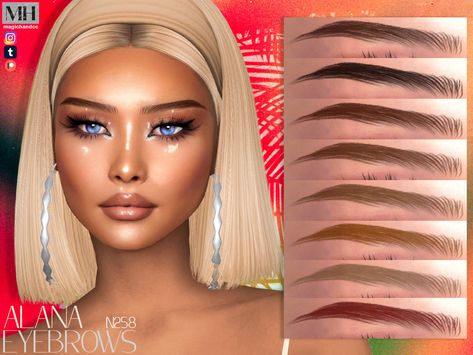 Straight eyebrows in 13 colors - HQ Compatible. Straight Eyebrows, Ariel Hair, Eyebrow Trends, Straight Brows, Sims 4 Cheats, Sims 4 Piercings, Sims 4 Cc Eyes, Eyebrow Design, Makeup Cc