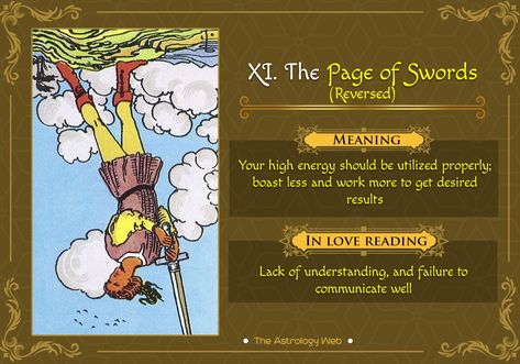 The Page of Swords Tarot | The Astrology Web Nine Of Swords Tarot Meaning, Page Of Swords Tarot Meaning, Nine Of Swords Tarot, Page Of Swords Tarot, Nine Of Swords, Swords Tarot Meaning, Tarot Card Meanings Cheat Sheets, Tarot Swords, Page Of Swords