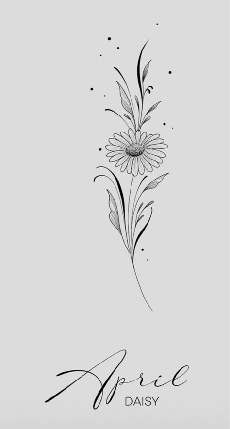 Daisy Birth Month Tattoo, Flower Of April Tattoo, April Birth Tattoo, April Month Tattoo Ideas, April Zodiac Sign Tattoo, Birth Flower Tattoos January And April, Birth Flower For April, April Birth Flower Tattoo Ideas, Birth Month Flower Tattoos April