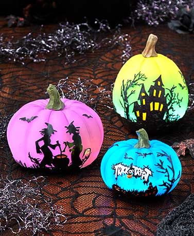 Holiday Decor for Christmas, Halloween & More | LTD Commodities Bright Color Halloween Decor, Mummy Jars, Lighted Pumpkins, Upcycle Halloween, Pumpkin Inspo, Scary Halloween Food, Artist Space, Decorated Pumpkins, Fall Board