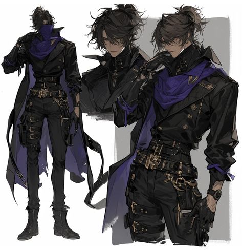 Gothic Fantasy Fashion Male, Assassin Outfits Male, Knight Uniform Concept, Outfit Character Design Male, Male Warrior Outfit Design, Modern Fantasy Outfit Male, Vampire Clothing Male, Cool Fantasy Outfits Male, Dark Fantasy Male Outfit