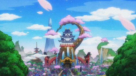 Check out my pin for more One Piece photo. Parc Attraction, One Piece Pirates, One Piece Reference, One Piece Wano, One Piece Theme, Anime Places, One Piece Episodes, One Piece Photos, Japan Landscape