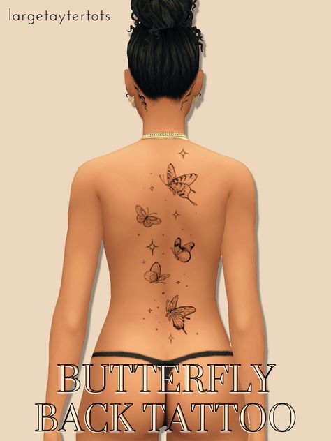 Sims 4 Cute Tattoos, Sims4 Tattoo, Ts4 Accessories, Four One Direction, Butterfly Back Tattoo, Sims 4 Tattoos, Sims 4 Cheats, Sims 4 Skin, The Sims 4 Skin