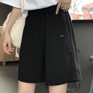 Black Shorts Outfit, Straight Fashion, Cotton Sweatpants, Polyester Pants, Basic Shorts, Loose Pants, Elastic Waist Shorts, Wide Waistband, Short Outfits