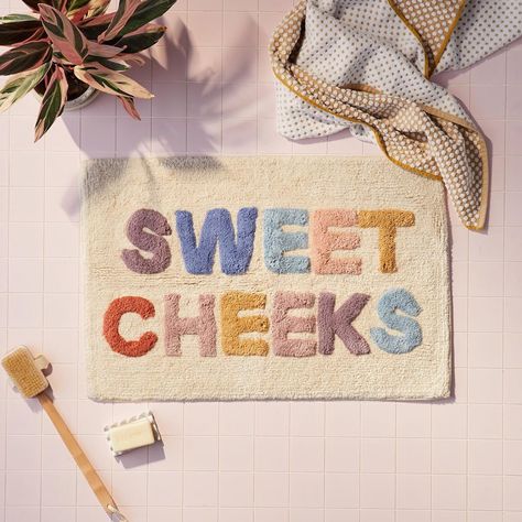 Urban Outfitters Home on Instagram: “Yes, you. Link in bio to shop! #UOHome” Sweet Cheeks Bathroom Decor, Rug In Bathroom, Funny Bath Mat, Kids Bath Mat, September Themes, Chenille Bath Mat, Tiny Bath, Urban Outfitters Home