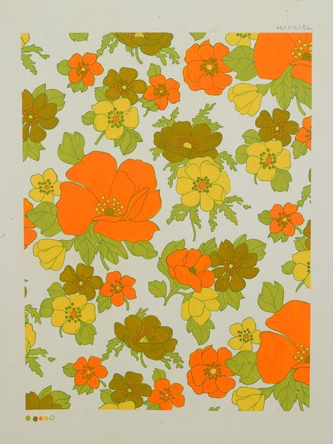 60s Flower Pattern, 60s Print, 70s Fabric, Textile Prints Design, 70s Floral, Motif Vintage, Retro Fabric, Pattern Play, Retro Designs