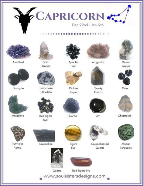 #crystalsforcapricorn #capricorn #crystals Zodiac Crystals, Healing Crystals For You, Zodiac Stones, Spiritual Crystals, Crystal Therapy, Healing Crystal Jewelry, Crystal Healing Stones, Crystals Healing, Crystal Magic