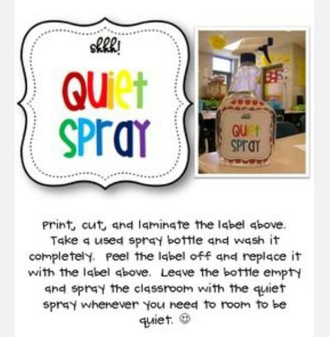 Quiet Spray For Classroom, Quiet Classroom, Quiet Spray, Classroom Behavior Management, Whole Brain Teaching, Education Positive, Classroom Management Strategies, Classroom Organisation, School Management