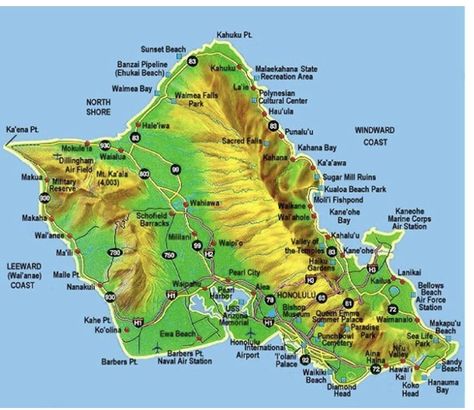 Best map  Oahu Oahu Waterfalls, Oahu Map, Map Of Hawaii, Waimea Falls, Waimea Bay, Waikiki Beach, Beaches In The World, Honolulu Hawaii, Hawaii Island