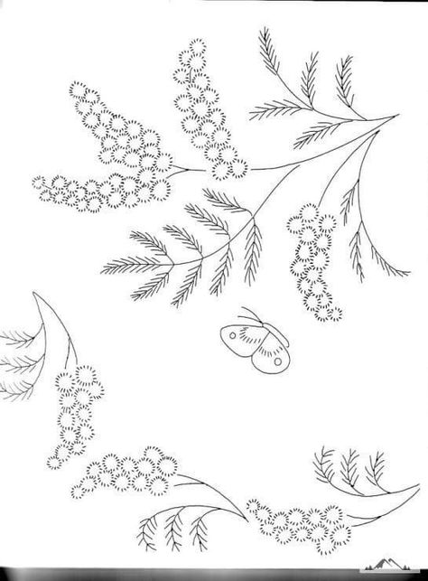 Mimosa Embroidery Pattern, Vintage Nakışlar, Embroidery Napkins, Diy Hair Accessories Ribbon, Motif Art Deco, Digital Embroidery Patterns, Flower Art Drawing, Embroidery Template, Pola Sulam