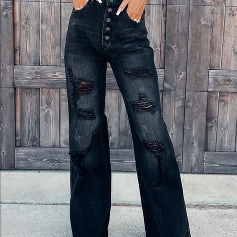 High Rise Bell Bottom Jeans Black Wide Leg Jeans, Boutique Jeans, Distress Jeans, Super Flare Jeans, 90s Fits, Flair Jeans, High Waisted Flare Jeans, Cute Country Outfits, Kick Flare Jeans